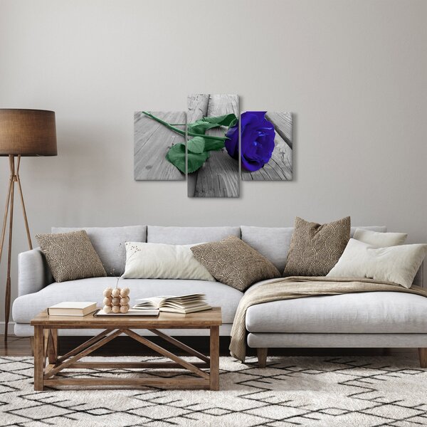 Obraz - Modrá ruža so zelenou stonkou (90x60 cm)