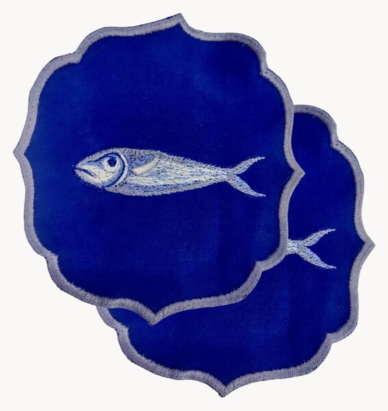Vyšívané obrúsky Fish, 2 ks