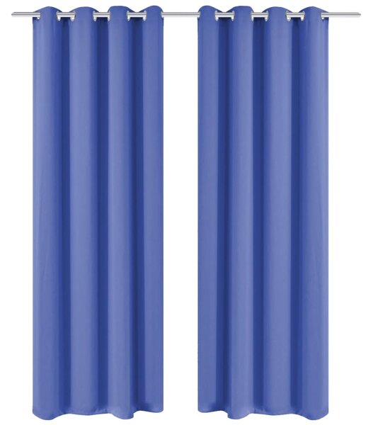 Zatemňovací záves s kovovými očkami, 2 ks, 135x245 cm, modrý