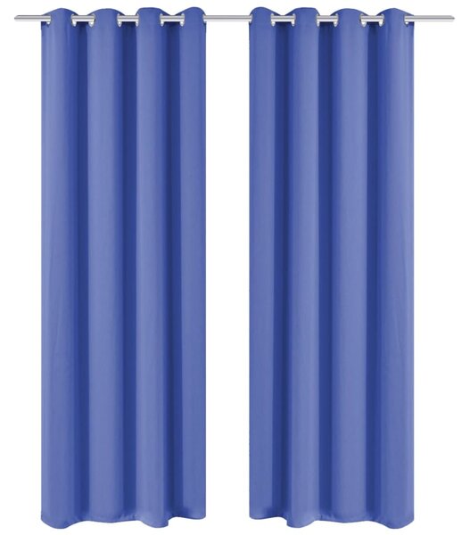 Zatemňovací záves s kovovými očkami, 2 ks, 135x175 cm, modrý