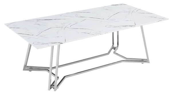 KONFERENČNÝ STOLÍK, biela, chrómová, kov, sklo, 110/60/40 cm Livetastic - Stolíky do obývačky, Online Only