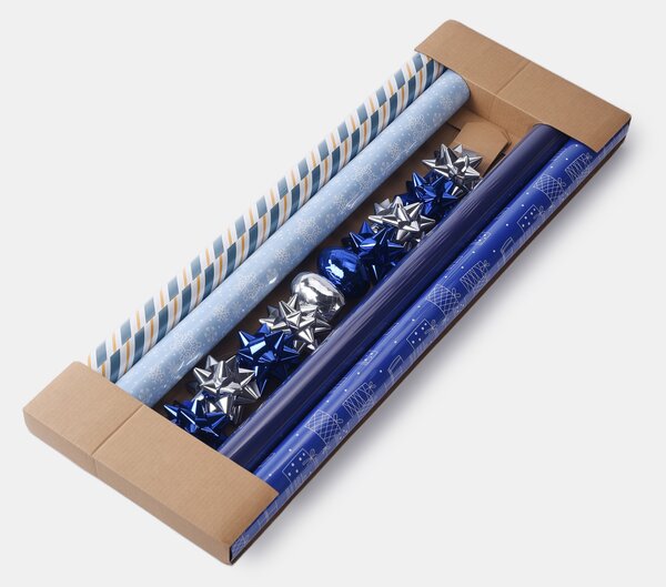 Sinsay - Vianočná sada baliacich papierov a ozdôb - modrá