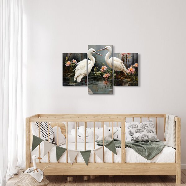Obraz - Žeriavy biely (90x60 cm)