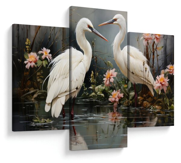 Obraz - Žeriavy biely (90x60 cm)