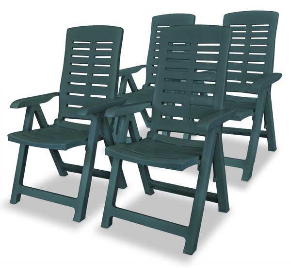 Sklápacie záhradné stoličky 4 ks, plast, zelené