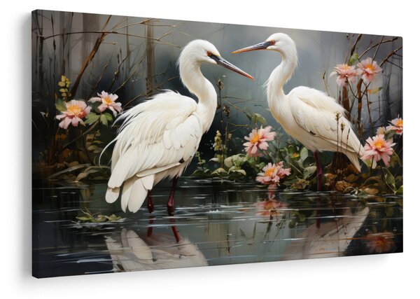 Obraz - Žeriavy biely (90x60 cm)