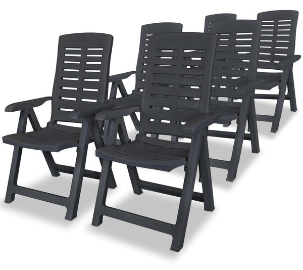 Sklápacie záhradné stoličky 6 ks, plast, antracitové