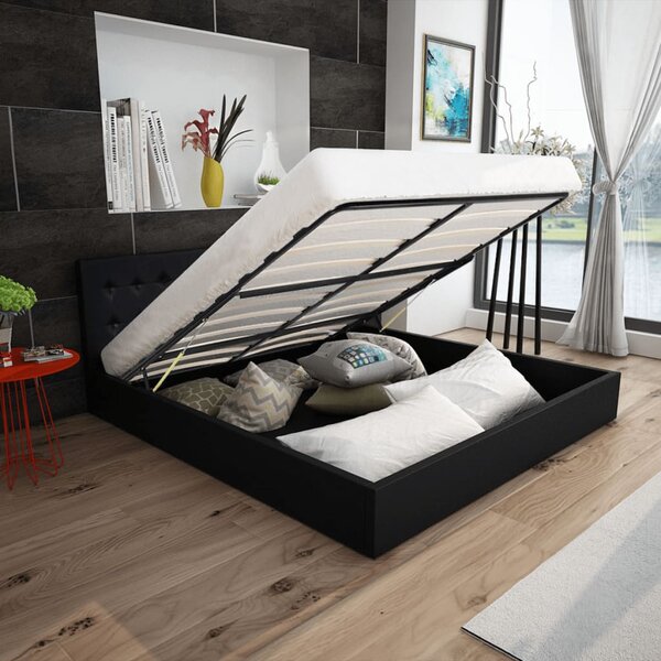 Hydraulická posteľ+úložný priestor, matrac,umelá koža 140x200cm