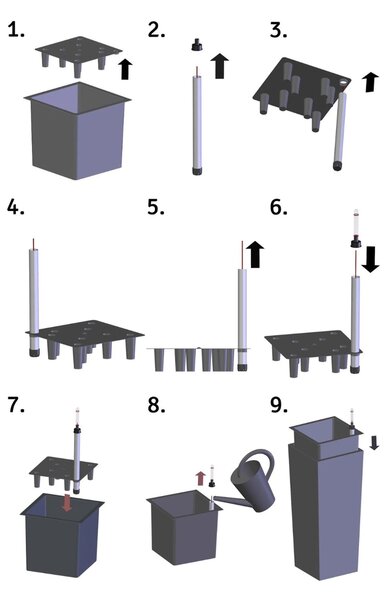 3-set hranatých plastových vložiek so samozavlažovacím setom, 32*29*29 cm, biely