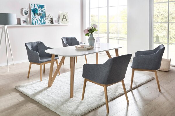JEDÁLENSKÝ STÔL, dub, prírodná farba, biela, 120/80/76 cm MID.YOU - Stoly, Online Only