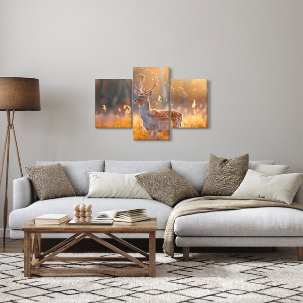 Obraz - Jeleň v poli (90x60 cm)