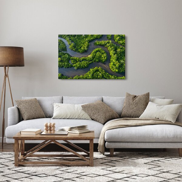 Obraz - Lesná krajina s riekou (90x60 cm)