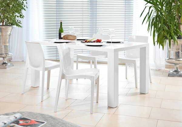JEDÁLENSKÝ STÔL, biela s vysokým leskom, 140/90/76 cm MID.YOU - Online Only jedálne, Online Only