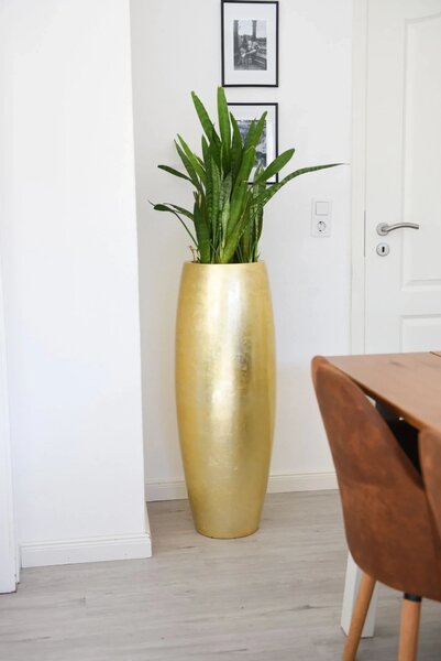 Kvetináč MAGNUM, sklolaminát, výška 100 cm, zlatý lesk