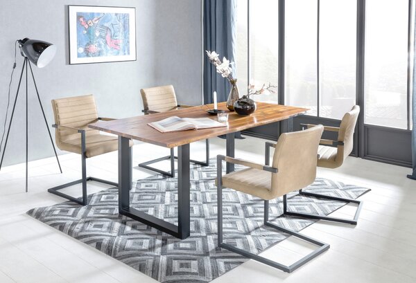 JEDÁLENSKÝ STÔL, akácia, čierna, koňaková, 120/80/77 cm MID.YOU - Stoly, Online Only