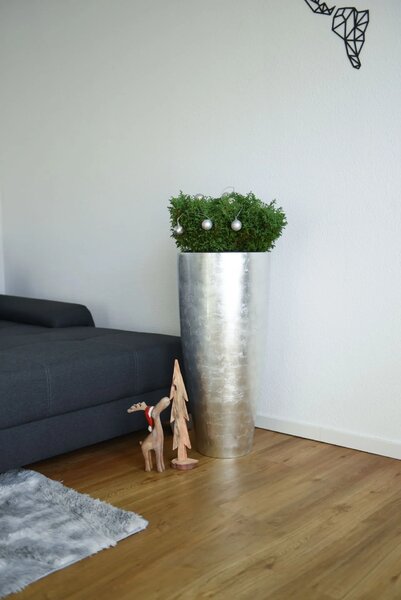 Kvetináč CITY, sklolaminát, výška 80 cm, strieborný lesk
