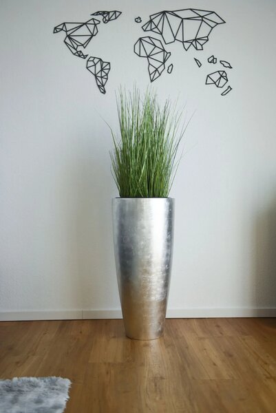 Kvetináč CITY, sklolaminát, výška 80 cm, strieborný lesk