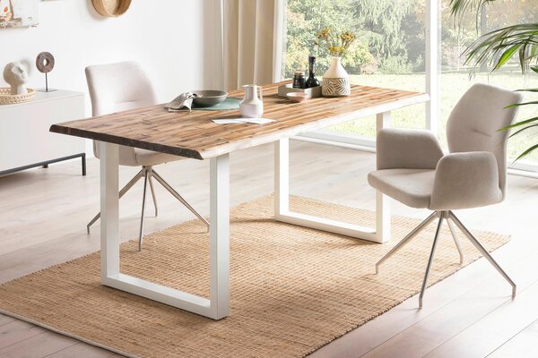 JEDÁLENSKÝ STÔL, akácia, prírodná farba, biela, 140/80/75 cm MID.YOU - Online Only jedálne, Online Only