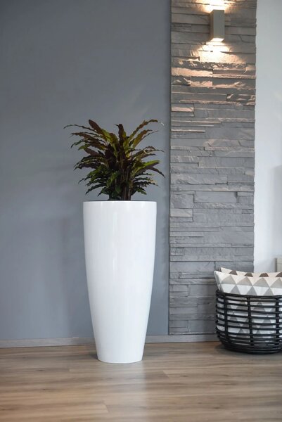 Kvetináč CITY, sklolaminát, výška 80 cm, biely lesk
