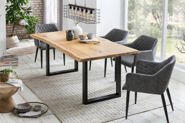 JEDÁLENSKÝ STÔL, dub, prírodná farba, čierna, 240/100/75 cm P & B - Stoly, Online Only