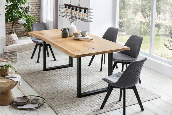 JEDÁLENSKÝ STÔL, dub, prírodná farba, čierna, 160/90/75 cm P & B - Stoly, Online Only