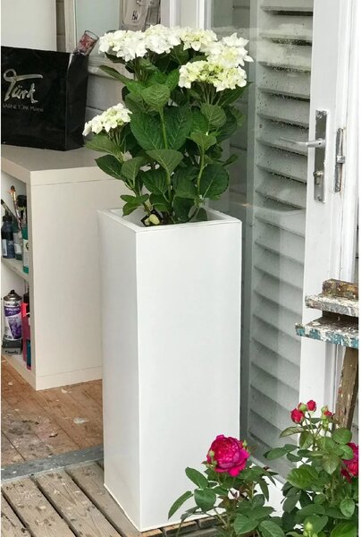 Kvetináč BLOCK, pozink, výška 80 cm, biely, vr. zavlaž. systému