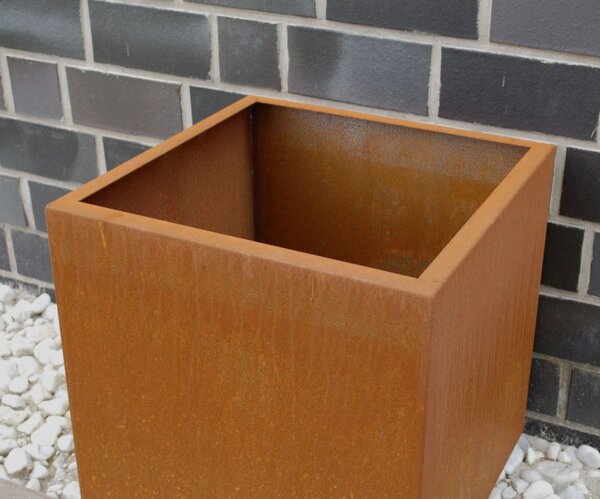 Kvetináč BLOCK, corten, 50x50x50 cm, hnedý