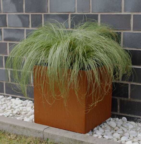 Kvetináč BLOCK, corten, 50x50x50 cm, hnedý