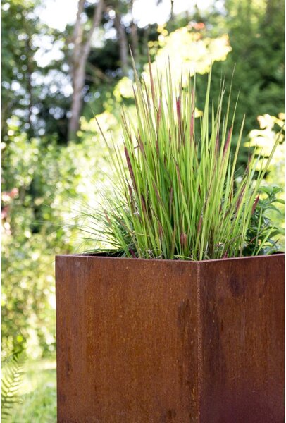 Kvetináč BLOCK, corten, 50x50x50 cm, hnedý