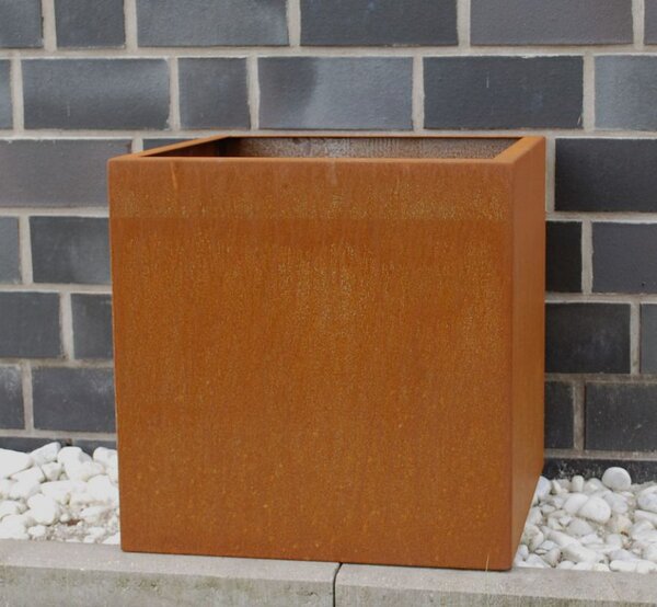 Kvetináč BLOCK, corten, 50x50x50 cm, hnedý