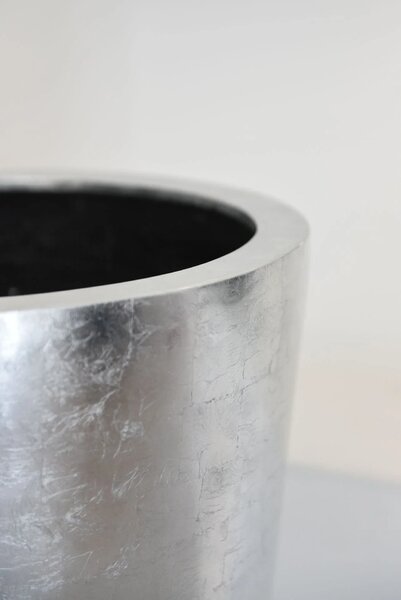 Kvetináč RONDO CLASSICO, sklolaminát, výška 80 cm, strieborný lesk