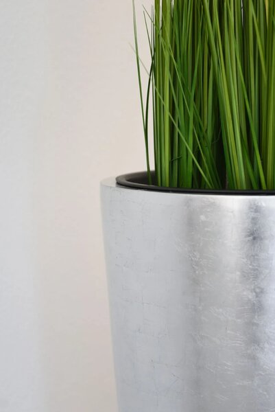 Kvetináč RONDO CLASSICO, sklolaminát, výška 80 cm, strieborný lesk