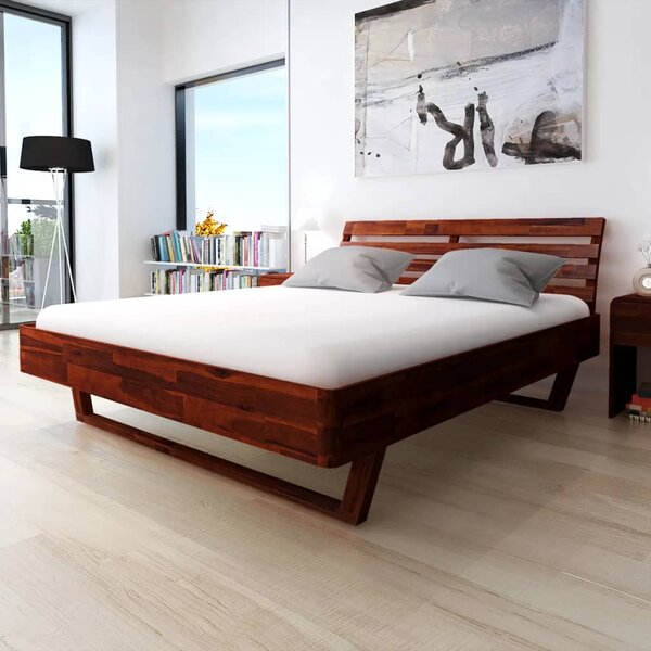 Rám postele s 2 nočnými stolíkmi, akáciové drevo, 180x200 cm