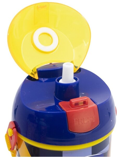 Plastová fľaša na pitie so slamkou, viečkom a popruhom Labková patrola - Paw Patrol - motív Rescue Pups - 450 ml
