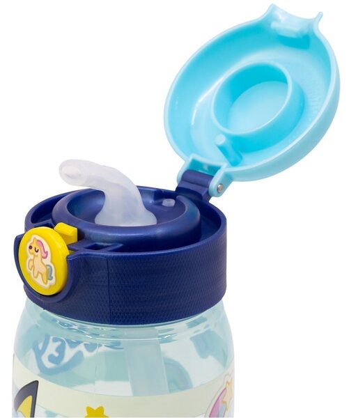 Plastová fľaša na pitie so slamkou a viečkom Bluey | Bez BPA, objem 510 ml