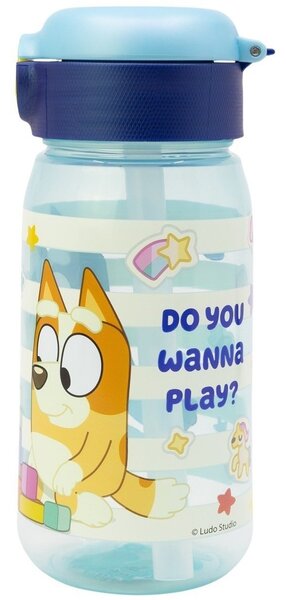 Plastová fľaša na pitie so slamkou a viečkom Bluey | Bez BPA, objem 510 ml