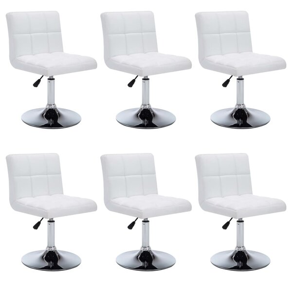 Otočné jedálenské stoličky 6 ks, biele, umelá koža