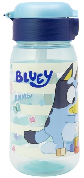 Plastová fľaša na pitie so slamkou a viečkom Bluey | Bez BPA, objem 510 ml