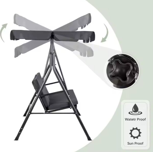 Lean Záhradná hojdačka sivá – 250kg, 2 vankúše