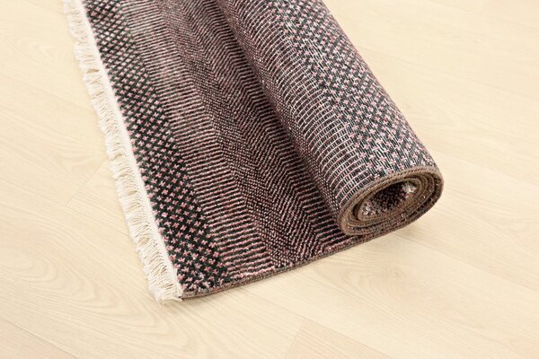 Diamond Carpets India , Ručne viazaný kusový koberec Diamond DC-MCN Black / rust, 120x170, červená, chodba / predsieň