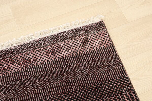 Diamond Carpets India , Ručne viazaný kusový koberec Diamond DC-MCN Black / rust, 120x170, červená, chodba / predsieň