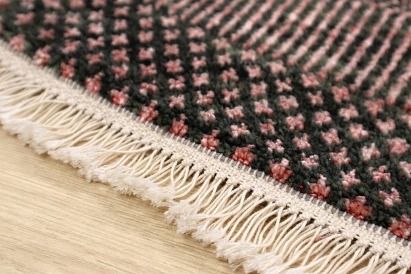 Diamond Carpets India , Ručne viazaný kusový koberec Diamond DC-MCN Black / rust, 120x170, červená, chodba / predsieň