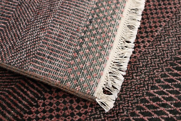 Diamond Carpets India , Ručne viazaný kusový koberec Diamond DC-MCN Black / rust, 120x170, červená, chodba / predsieň