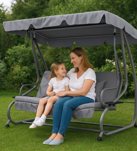 Lean Záhradná hojdačka sivá – 280kg, 4 vankúše