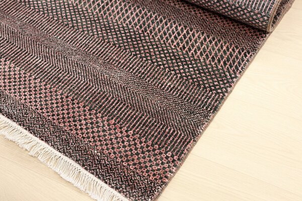 Diamond Carpets India , Ručne viazaný kusový koberec Diamond DC-MCN Black / rust, 120x170, červená, chodba / predsieň