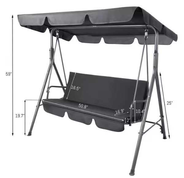 Lean Záhradná hojdačka sivá – 250kg, 2 vankúše