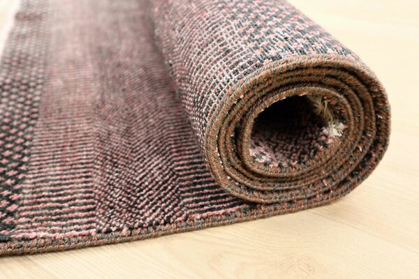 Diamond Carpets India , Ručne viazaný kusový koberec Diamond DC-MCN Black / rust, 120x170, červená, chodba / predsieň