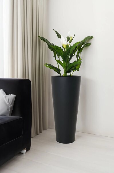 Kvetináč RONDO CLASSICO, sklolaminát, výška 80 cm, antracit