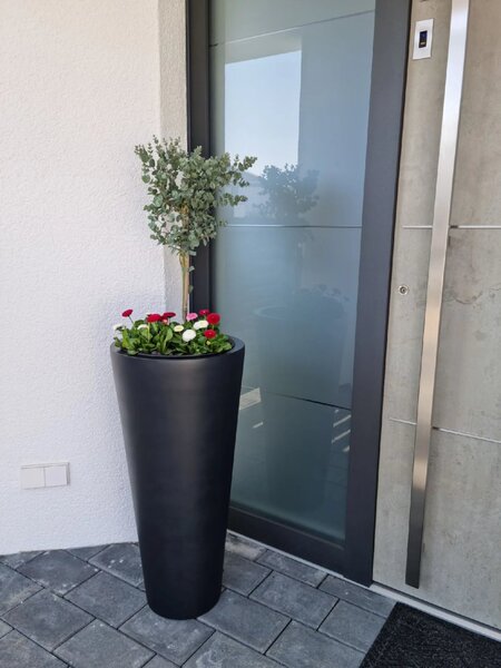 Kvetináč RONDO CLASSICO, sklolaminát, výška 80 cm, antracit
