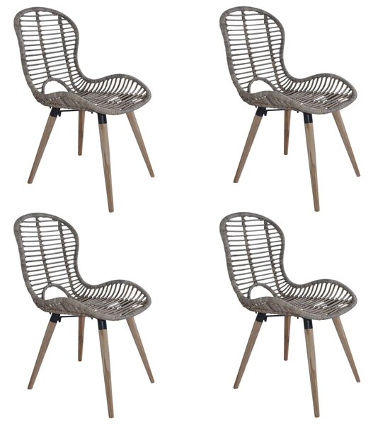 Jedálenské stoličky 4 ks, hnedé, prírodný ratan
